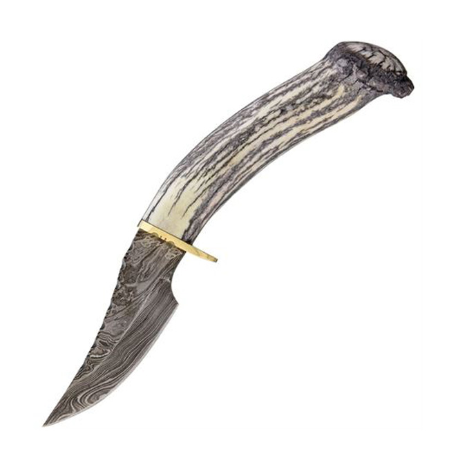 Deer Antler B1 Damascus Blade Knife Horns For Heroes   DMB1DH 